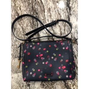 fossil emma polka dot fiesta leather crossbody purse‎ bag